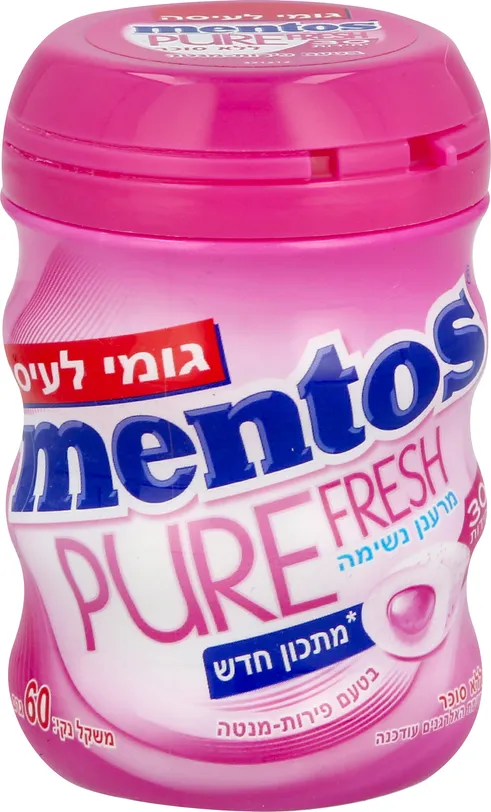 מסטיק מנטוס בטעם פירות מנטה בבקבוק 60 גרם