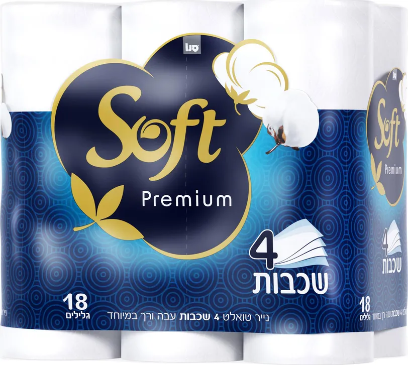 נייר טואלט סנו סופט פרימיום 4 שכבות 18 גלילים