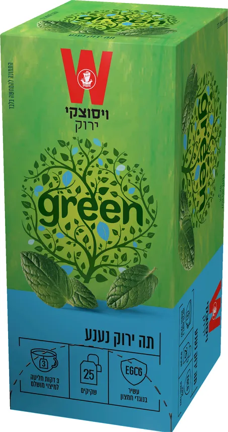 שקיקי תה ירוק נענע 25 שקיקים משקל שקיק 1.5 גרם - ויסוצקי