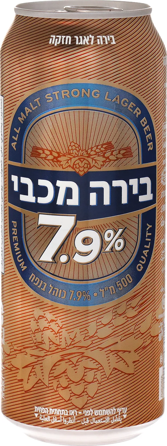 בירה מכבי פחית 7.9% 500 מ"ל
