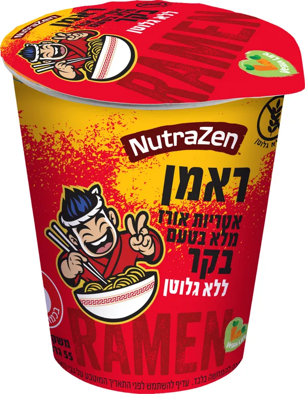 אטריות ראמן אורז מלא בטעם בקר להכנה מהירה לל"ג