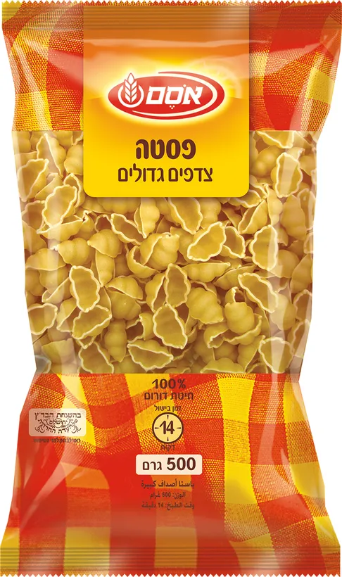 פסטה צדפים גדולים 500 גרם אסם