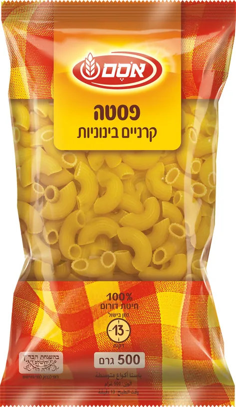 פסטה קרניים בינוניות חיטת דורום 500 גרם - אסם