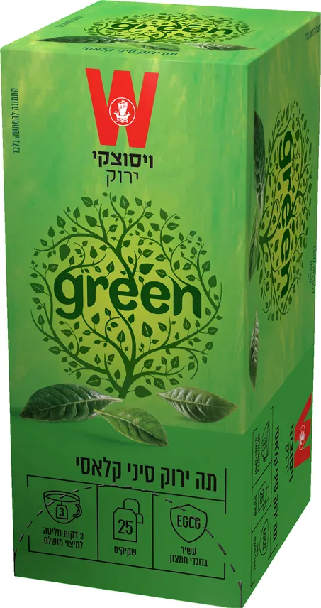שקיקי תה ירוק סיני קלאסי 25 שקיקים משקל שקיק 1.5 גרם - ויסוצקי