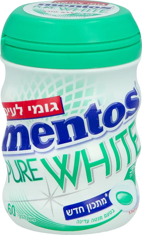 מסטיק מנטוס בטעם מנטה עדינה בבקבוק 60 גרם