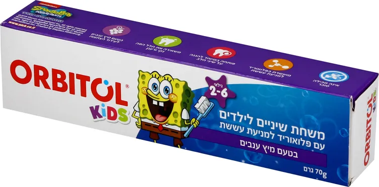 משחת שיניים לילדים בטעם מיץ ענבים 70 גרם אורביטול