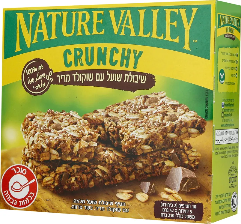 קראנצ'י חטיף שיבולת שועל ושוקולד מריר חמישיה