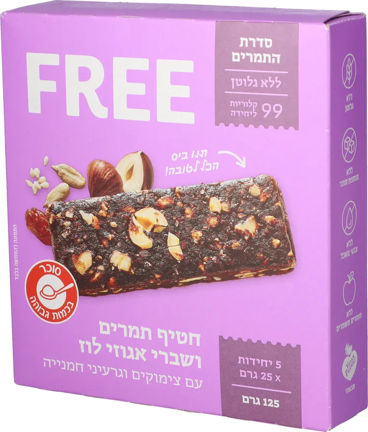 פרי מארז 5 חטיפים תמרים ואגוזי לוז כשלפ