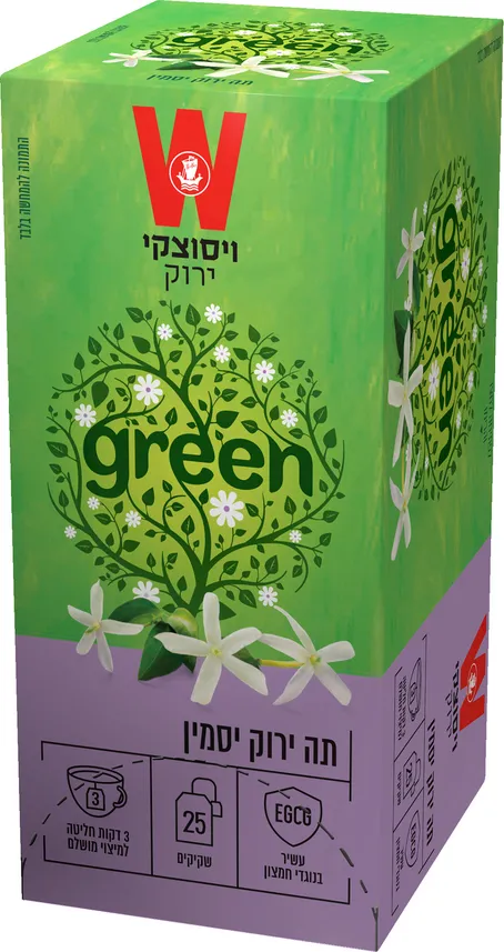 שקיקי תה ירוק יסמין 25 שקיקים משקל שקיק 1.5 גרם - ויסוצקי