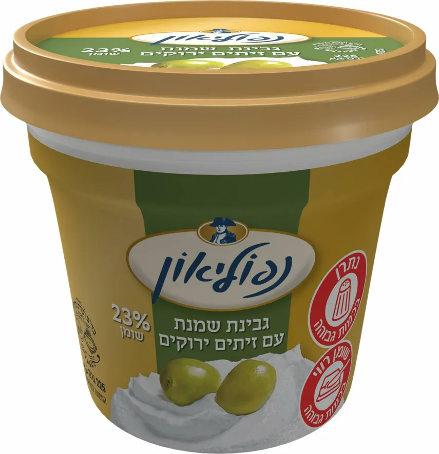 גבינת נפוליאון שמנת עם זיתים ירוקים 24%225 גרם