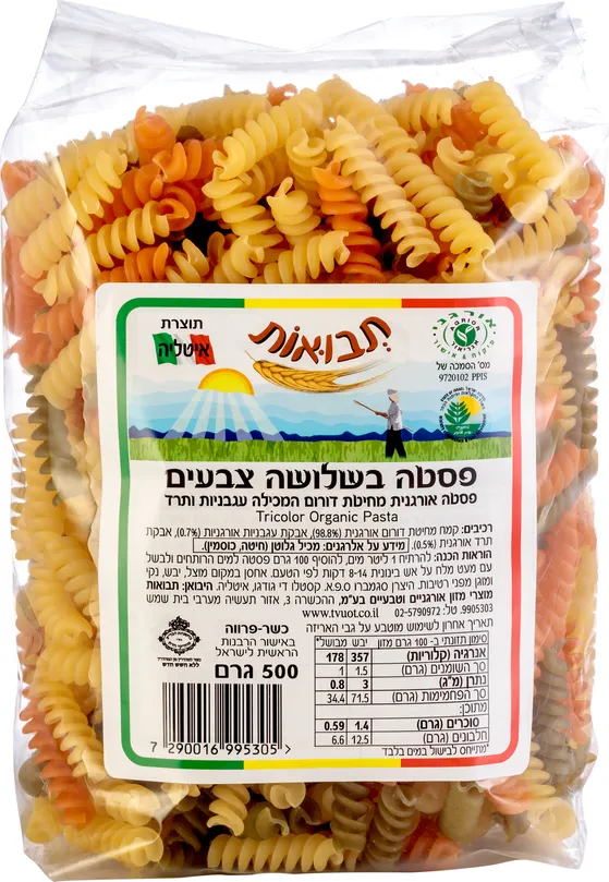 פסטה בשלושה צבעים אורגנית 500 גרם